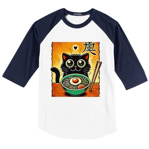 Funny Cat Ramen Graphicjapanese Kawaii Anime Cat Baseball Sleeve Shirt