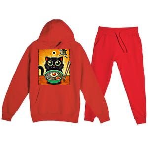 Funny Cat Ramen Graphicjapanese Kawaii Anime Cat Premium Hooded Sweatsuit Set