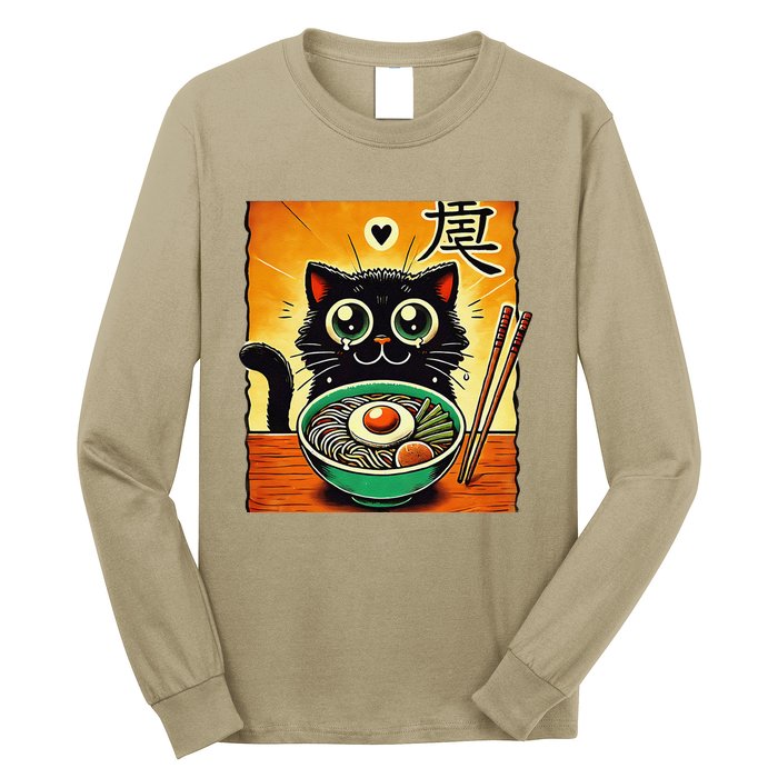 Funny Cat Ramen Graphicjapanese Kawaii Anime Cat Long Sleeve Shirt