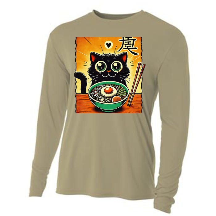 Funny Cat Ramen Graphicjapanese Kawaii Anime Cat Cooling Performance Long Sleeve Crew