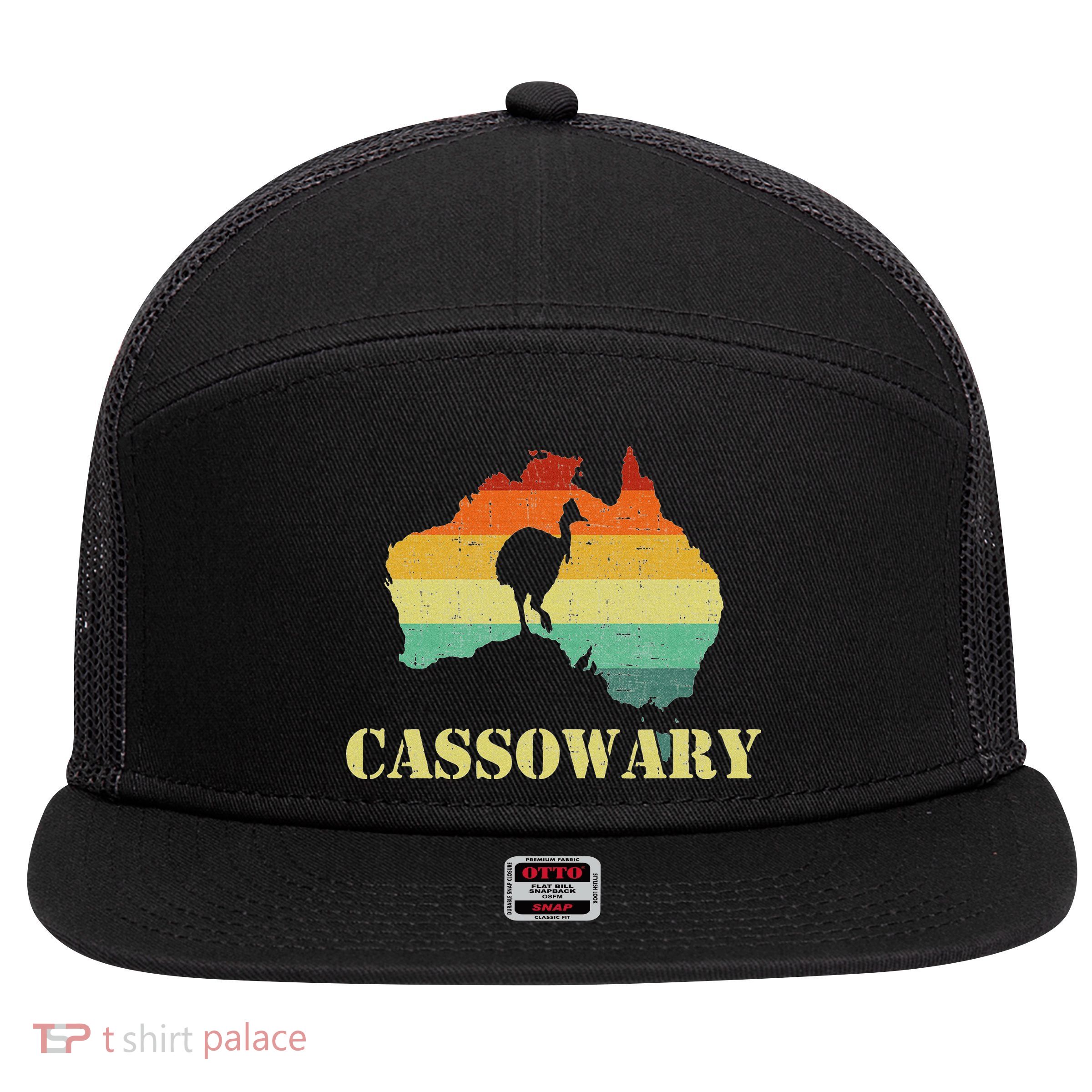 Funny Cassowary Retro Cassowary 7 Panel Mesh Trucker Snapback Hat