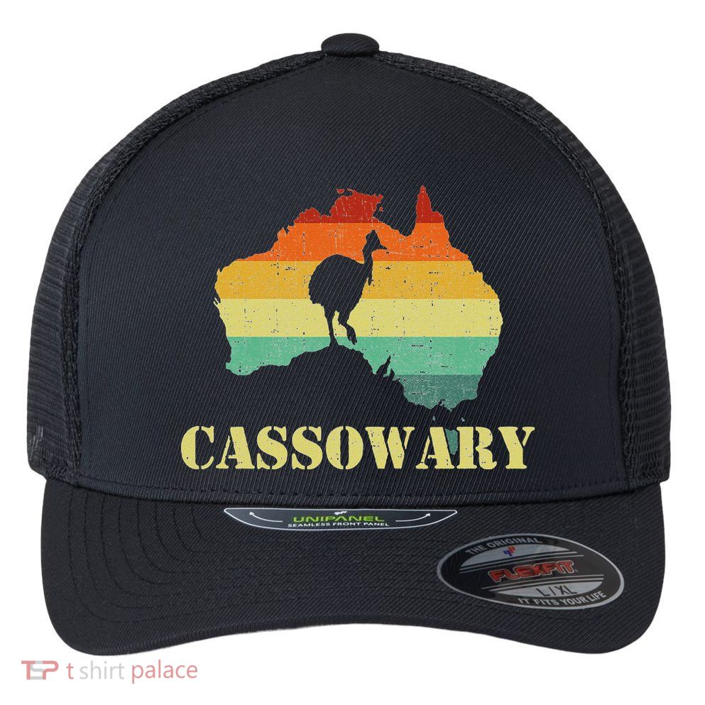 Funny Cassowary Retro Cassowary Flexfit Unipanel Trucker Cap