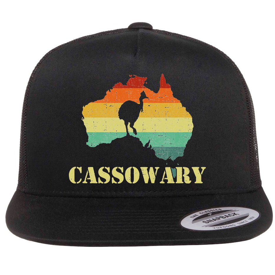 Funny Cassowary Retro Cassowary Flat Bill Trucker Hat