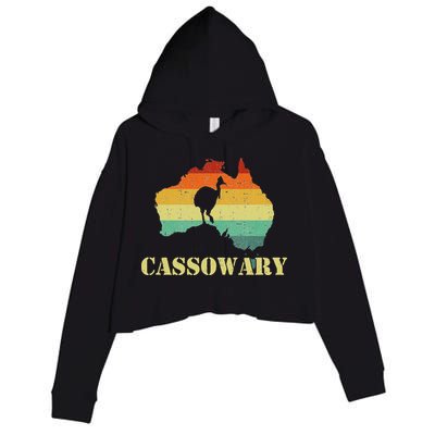 Funny Cassowary Retro Cassowary Crop Fleece Hoodie