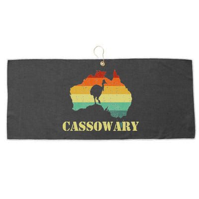 Funny Cassowary Retro Cassowary Large Microfiber Waffle Golf Towel