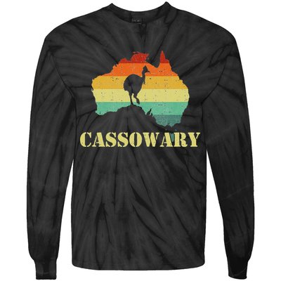 Funny Cassowary Retro Cassowary Tie-Dye Long Sleeve Shirt
