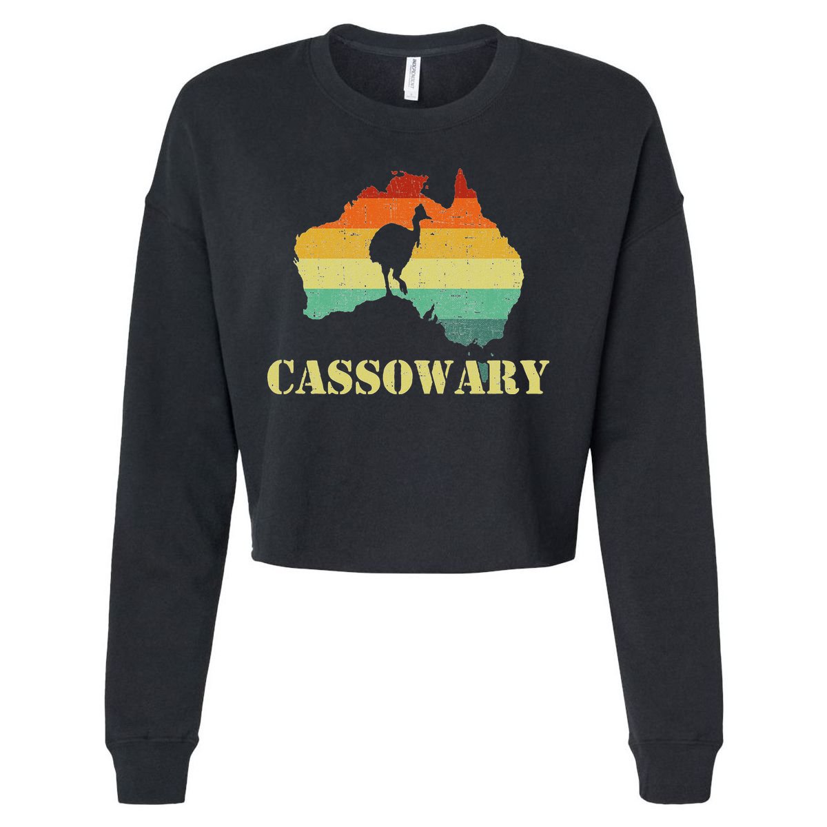 Funny Cassowary Retro Cassowary Cropped Pullover Crew