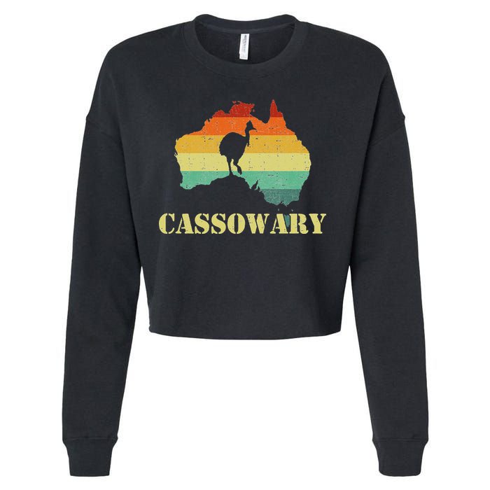 Funny Cassowary Retro Cassowary Cropped Pullover Crew