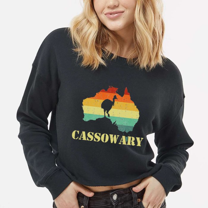 Funny Cassowary Retro Cassowary Cropped Pullover Crew