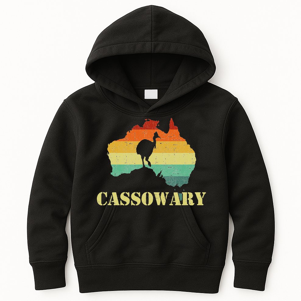 Funny Cassowary Retro Cassowary Kids Hoodie