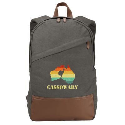 Funny Cassowary Retro Cassowary Cotton Canvas Backpack
