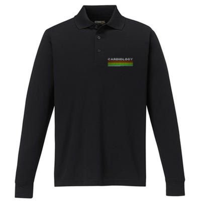 Funny Cardiology Rainbow Cardiologist Heart Surgeon Great Gift Performance Long Sleeve Polo