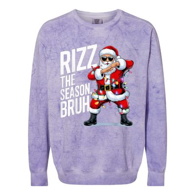 Funny Christmas Riz Zmas Santa Xmas Rizz The Season Bruh Colorblast Crewneck Sweatshirt