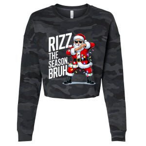 Funny Christmas Riz Zmas Santa Xmas Rizz The Season Bruh Cropped Pullover Crew