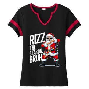 Funny Christmas Riz Zmas Santa Xmas Rizz The Season Bruh Ladies Halftime Notch Neck Tee