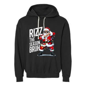 Funny Christmas Riz Zmas Santa Xmas Rizz The Season Bruh Garment-Dyed Fleece Hoodie