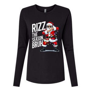 Funny Christmas Riz Zmas Santa Xmas Rizz The Season Bruh Womens Cotton Relaxed Long Sleeve T-Shirt