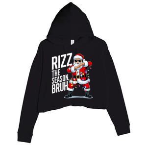 Funny Christmas Riz Zmas Santa Xmas Rizz The Season Bruh Crop Fleece Hoodie