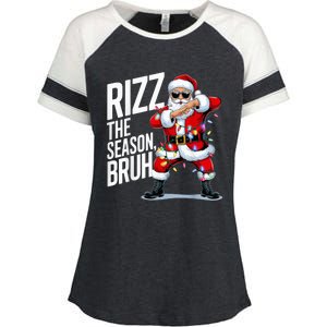 Funny Christmas Riz Zmas Santa Xmas Rizz The Season Bruh Enza Ladies Jersey Colorblock Tee