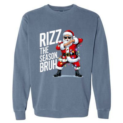 Funny Christmas Riz Zmas Santa Xmas Rizz The Season Bruh Garment-Dyed Sweatshirt