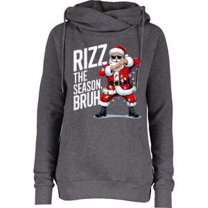 Funny Christmas Riz Zmas Santa Xmas Rizz The Season Bruh Womens Funnel Neck Pullover Hood