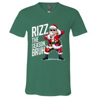 Funny Christmas Riz Zmas Santa Xmas Rizz The Season Bruh V-Neck T-Shirt