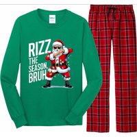 Funny Christmas Riz Zmas Santa Xmas Rizz The Season Bruh Long Sleeve Pajama Set