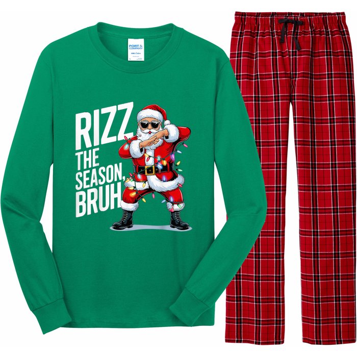 Funny Christmas Riz Zmas Santa Xmas Rizz The Season Bruh Long Sleeve Pajama Set