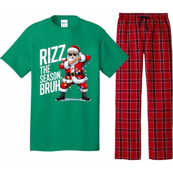 Funny Christmas Riz Zmas Santa Xmas Rizz The Season Bruh Pajama Set