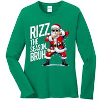 Funny Christmas Riz Zmas Santa Xmas Rizz The Season Bruh Ladies Long Sleeve Shirt