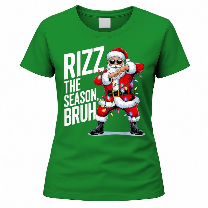 Funny Christmas Riz Zmas Santa Xmas Rizz The Season Bruh Women's T-Shirt