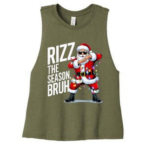 Funny Christmas Riz Zmas Santa Xmas Rizz The Season Bruh Women's Racerback Cropped Tank