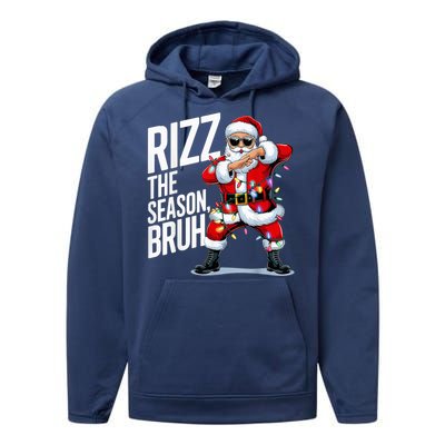 Funny Christmas Riz Zmas Santa Xmas Rizz The Season Bruh Performance Fleece Hoodie