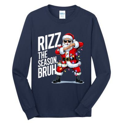 Funny Christmas Riz Zmas Santa Xmas Rizz The Season Bruh Tall Long Sleeve T-Shirt