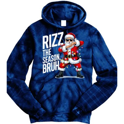 Funny Christmas Riz Zmas Santa Xmas Rizz The Season Bruh Tie Dye Hoodie