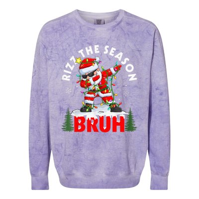 Funny Christmas Rizz Mas Santa Xmas Rizz The Season Bruh Colorblast Crewneck Sweatshirt