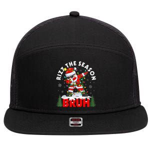 Funny Christmas Rizz Mas Santa Xmas Rizz The Season Bruh 7 Panel Mesh Trucker Snapback Hat