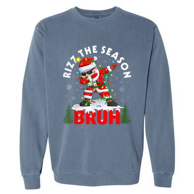 Funny Christmas Rizz Mas Santa Xmas Rizz The Season Bruh Garment-Dyed Sweatshirt