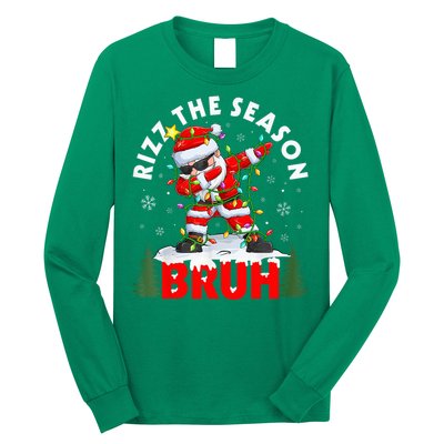 Funny Christmas Rizz Mas Santa Xmas Rizz The Season Bruh Long Sleeve Shirt