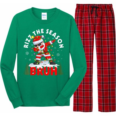 Funny Christmas Rizz Mas Santa Xmas Rizz The Season Bruh Long Sleeve Pajama Set