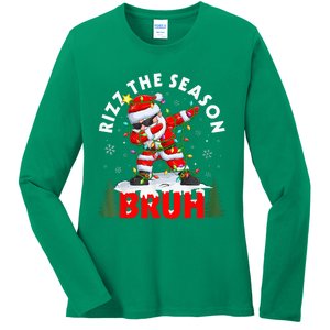 Funny Christmas Rizz Mas Santa Xmas Rizz The Season Bruh Ladies Long Sleeve Shirt