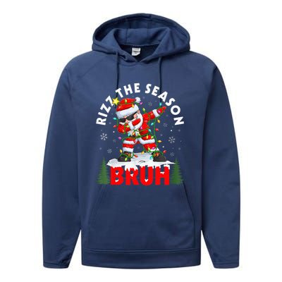 Funny Christmas Rizz Mas Santa Xmas Rizz The Season Bruh Performance Fleece Hoodie