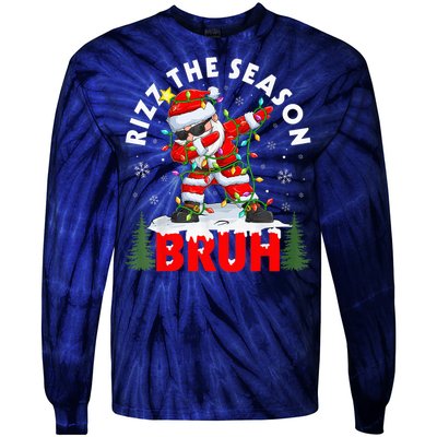 Funny Christmas Rizz Mas Santa Xmas Rizz The Season Bruh Tie-Dye Long Sleeve Shirt