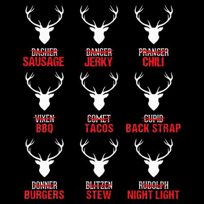 Funny Christmas Reindeer Hunter Deer Meat Hunting Gifts T-Shirt