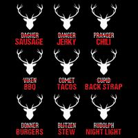 Funny Christmas Reindeer Hunter Deer Meat Hunting Gifts V-Neck T-Shirt