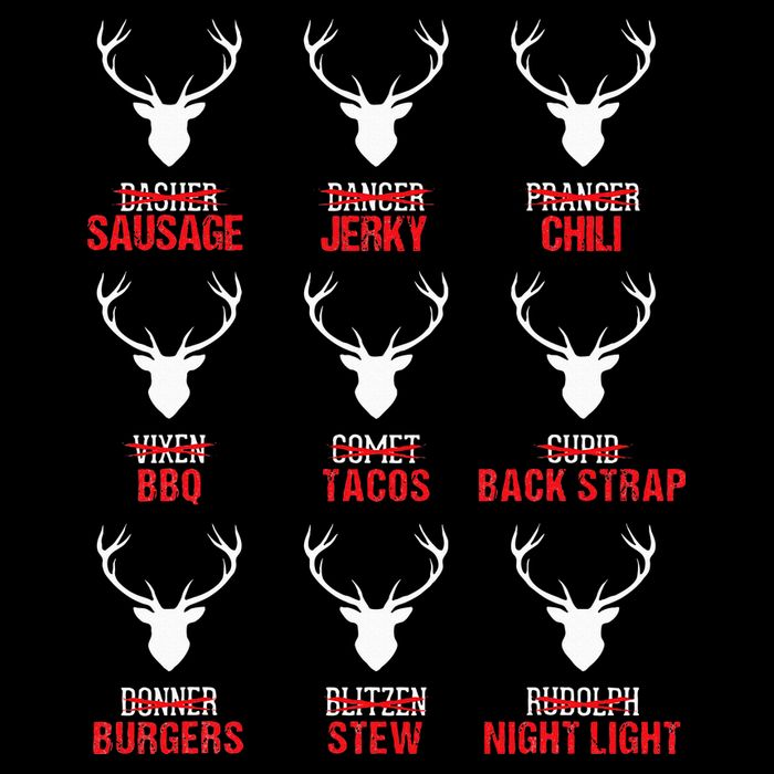 Funny Christmas Reindeer Hunter Deer Meat Hunting Gifts V-Neck T-Shirt