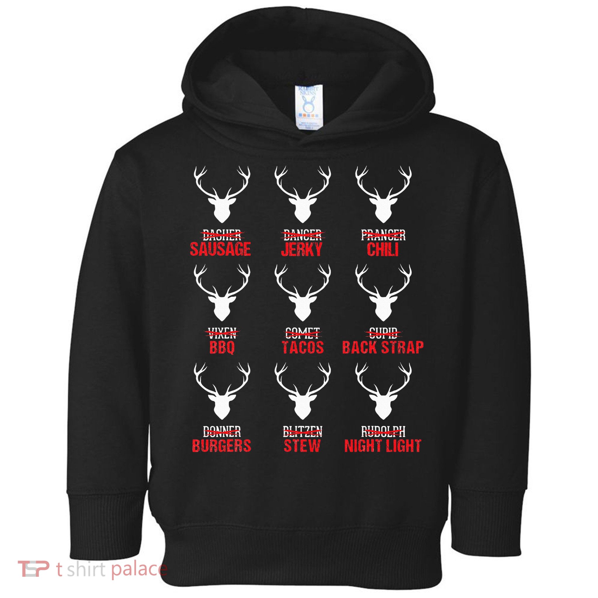 Funny Christmas Reindeer Hunter Deer Meat Hunting Gifts Toddler Hoodie