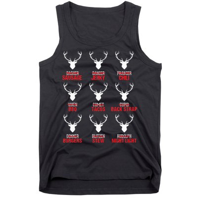 Funny Christmas Reindeer Hunter Deer Meat Hunting Gifts Tank Top