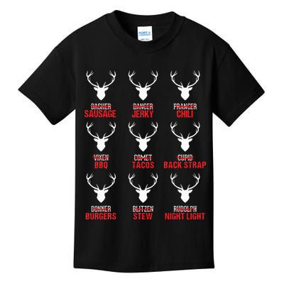 Funny Christmas Reindeer Hunter Deer Meat Hunting Gifts Kids T-Shirt