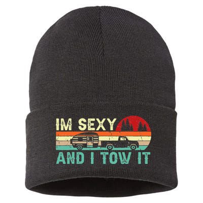 Funny Camping RV Im Sexy And I Tow It RV Camper Sustainable Knit Beanie